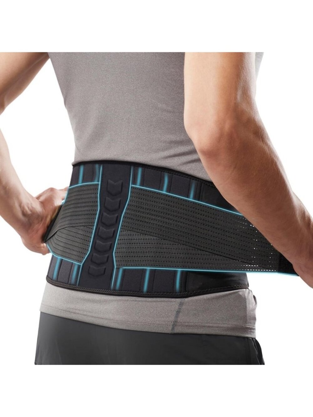 Lightweight Copper-Infused Lumbar Support Brace - 6 Stays for Back Pain Relief